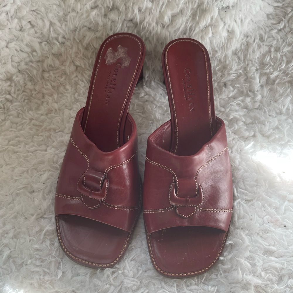 COLE HAAN Country Slides Sandals Leather Red Sandals.SZ9B